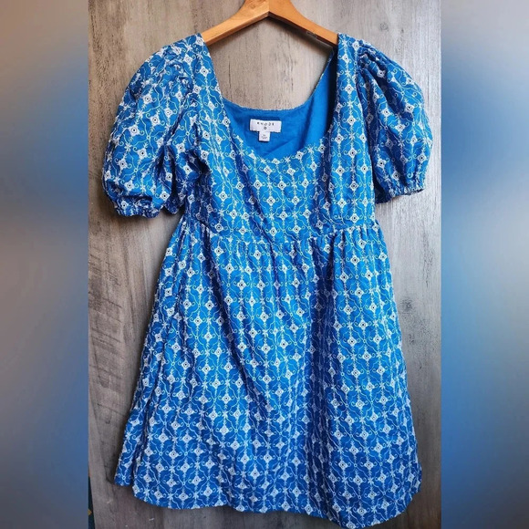 RHODE x Target Blue White Geometric Eyelet Mini Dress Size XS Women's - Picture 5 of 11